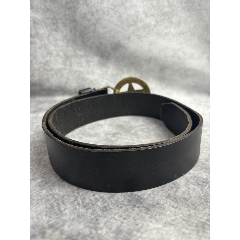 Vintage Deputy U.S. Marshall Star Belt Buckle w/ Cowhide‎ Leather Belt 34/36